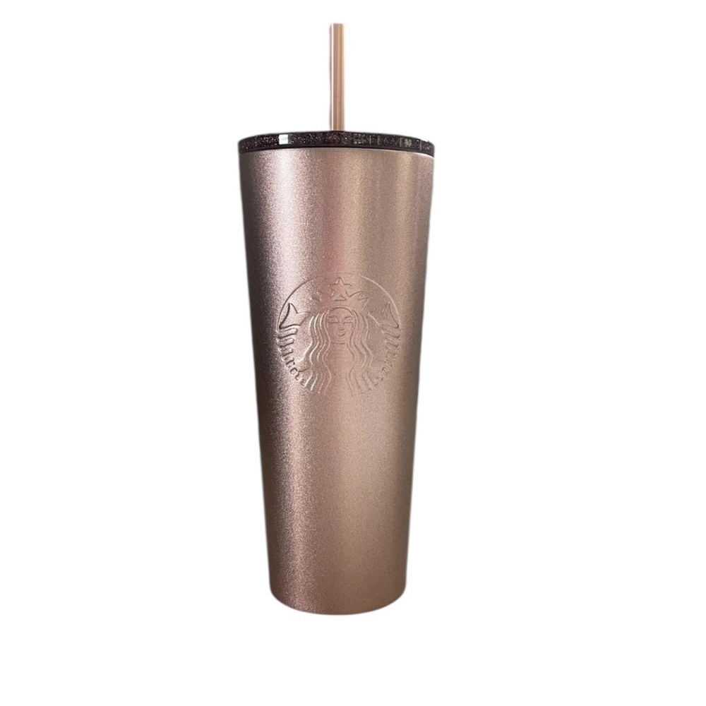 NEW 2018 RARE Starbucks Rose Gold glitter top 24oz Venti stainless Steel tumbler - Picture 4 of 17